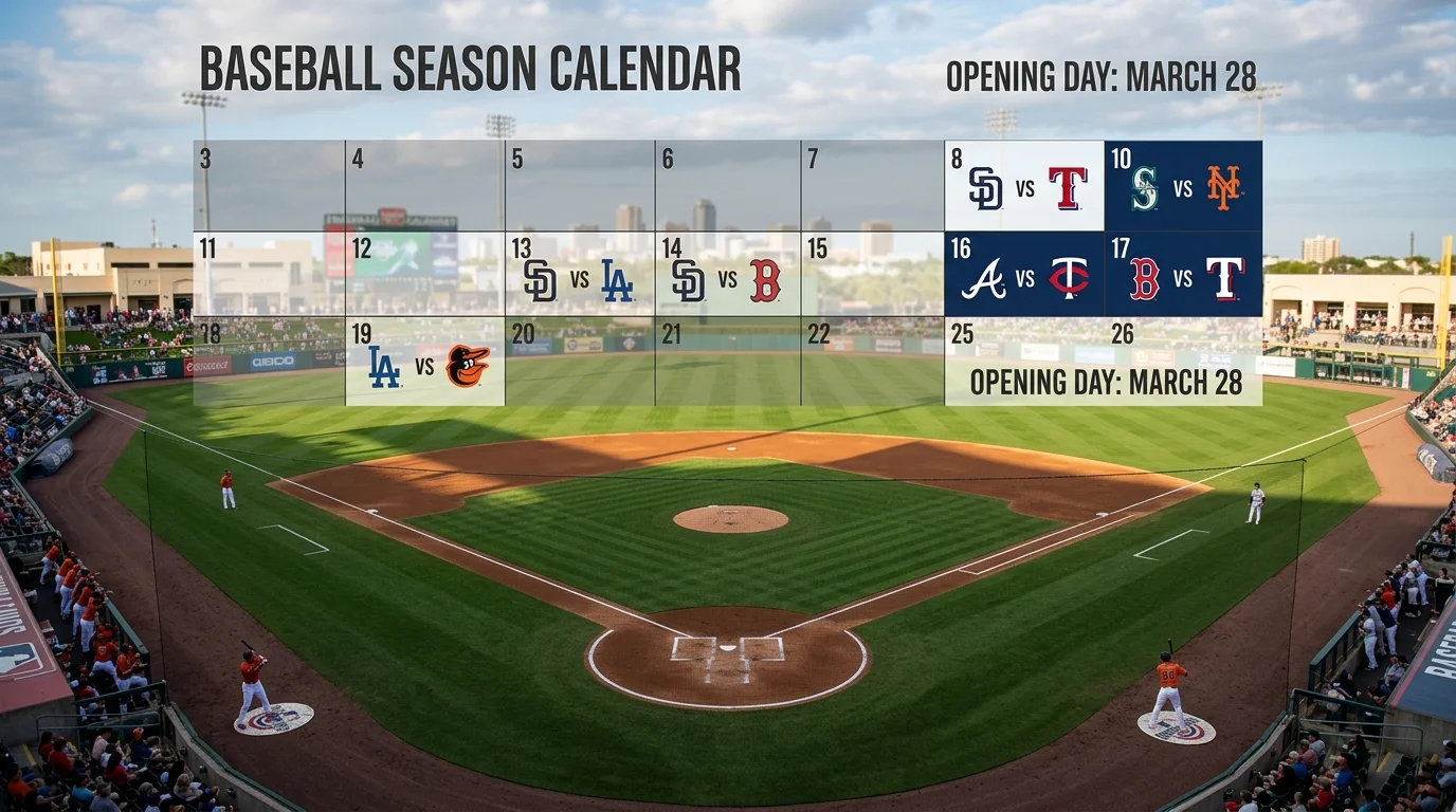 Diamante di baseball con date della stagione MLB segnate per scommesse