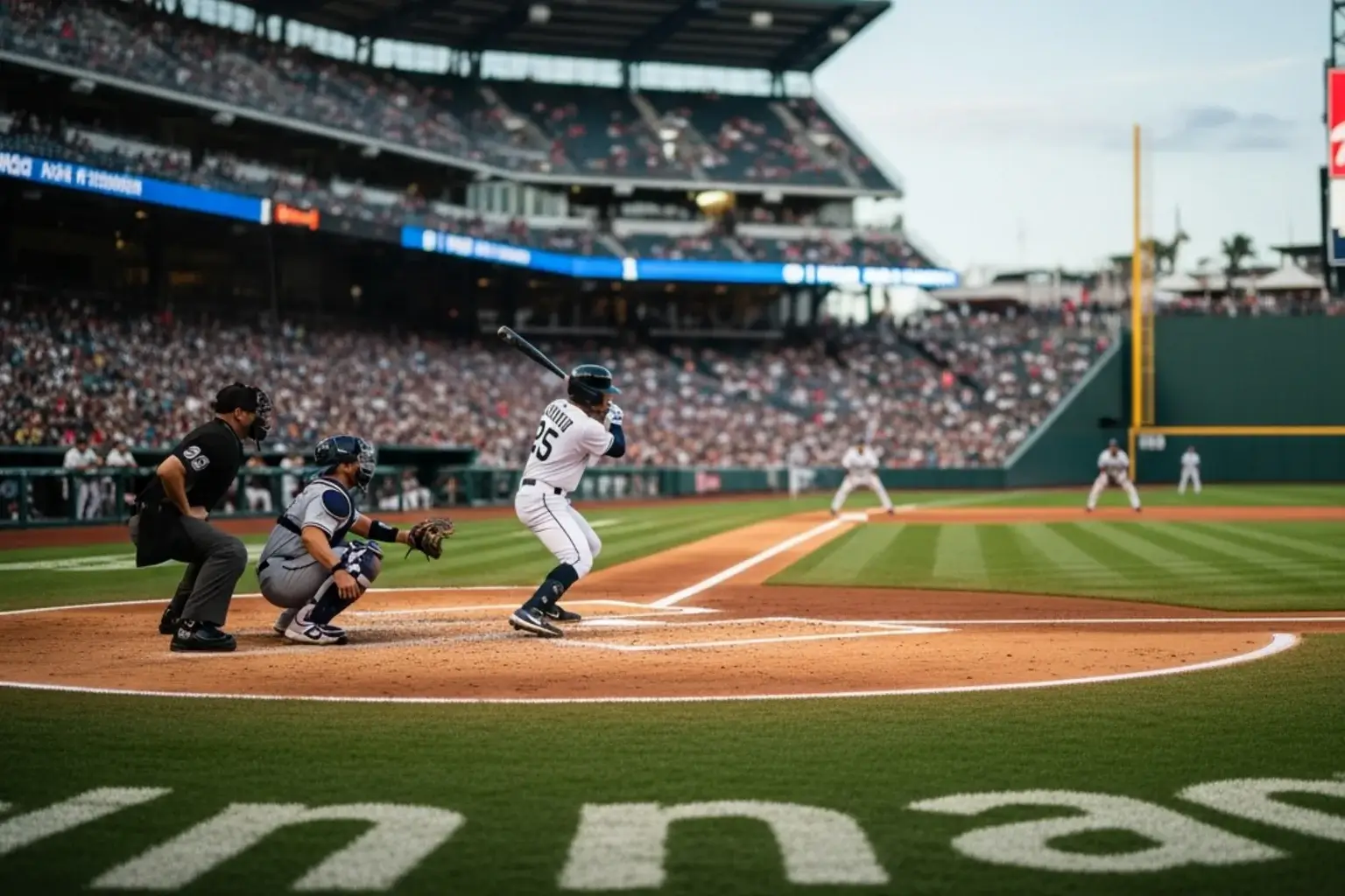 Partita di baseball MLB in uno stadio americano con battitore al piatto