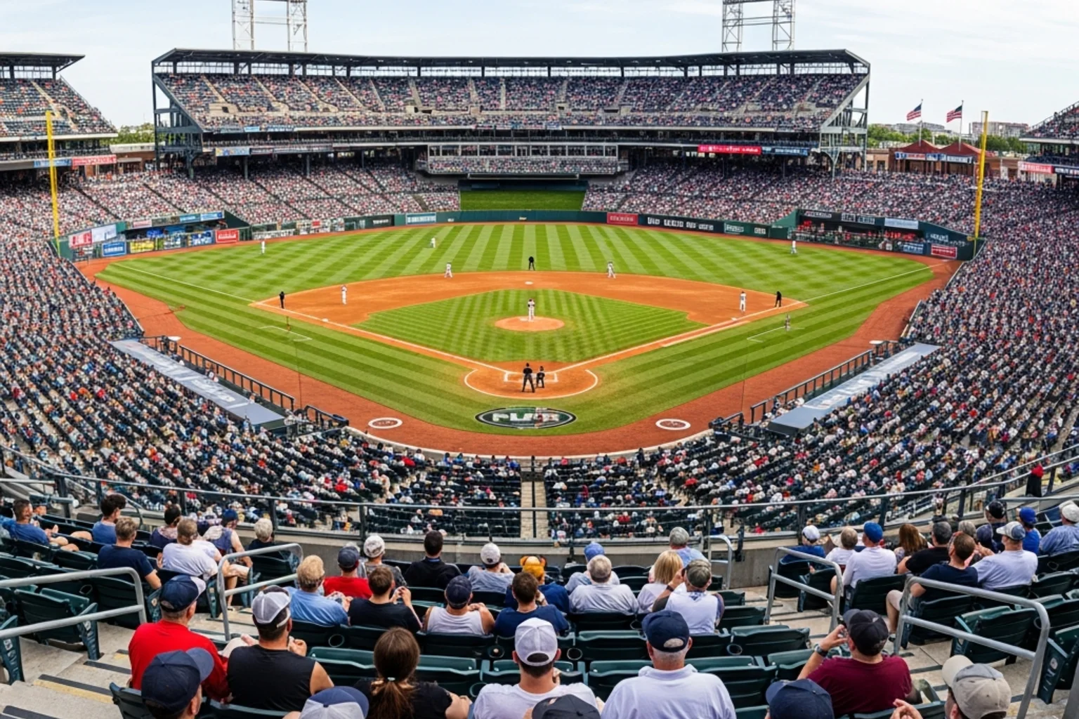 Stadio di baseball pieno di tifosi che supportano la squadra di casa durante una partita MLB